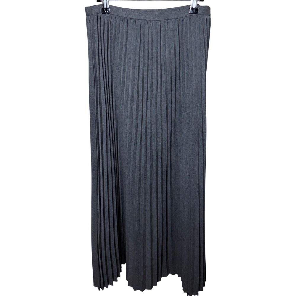 TravelSmith Gray Pleated Maxi Skirt Made in USA Womens Size 8